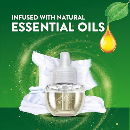 Air Wick Plug in Scented Oil Starter Kit (Warmer + 1 Refill), Fresh Linen, Air Freshener, Essential Oils
