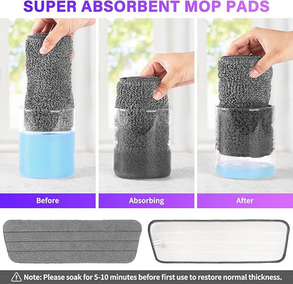PowerMop for Floor Cleaning with 3 Washable Pads - Wet Dry Microfiber Mop with 720 ml Refillable Bottle for Kitchen Wood Floor Hardwood Laminate Ceramic Tiles Floors Dust Cleaning