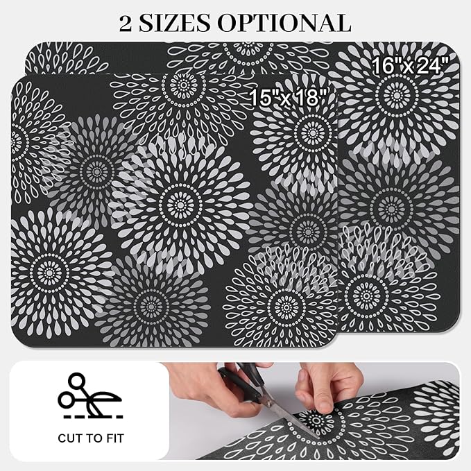 LuxStep Dish Drying Mat Super Absorbent Kitchen Counter Mat Rubber Backing Draining Mat Easy to Clean Kitchen Accessories Dish Rack Pad for Dishes, Utensils, Countertops, Sinks 16" x 24" Black