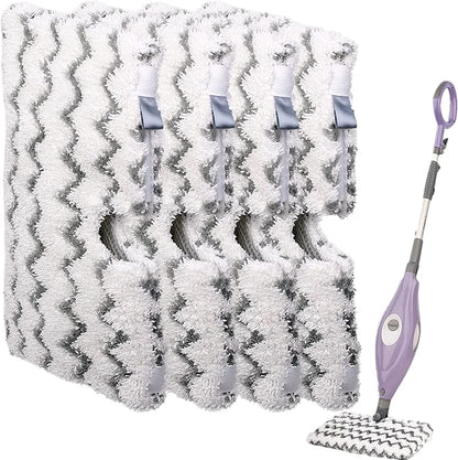 F Flammi 4-Pack Replacement Pads Compatible with Shark Steam Pocket Mop S3501 S3601 S3901 S3550 S3801 SE450, Double-Sided Microfiber Refills for Hardwood Tile Floor, Professional Scrubbing Strips