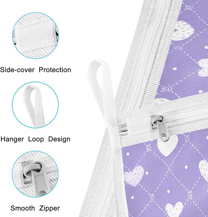Mesh Laundry Bags Lingerie Bags for Washing Delicates 2 PCS Durable Wash Bag with Zipper Small and Medium Washable Diamond Grid Purple Hearts