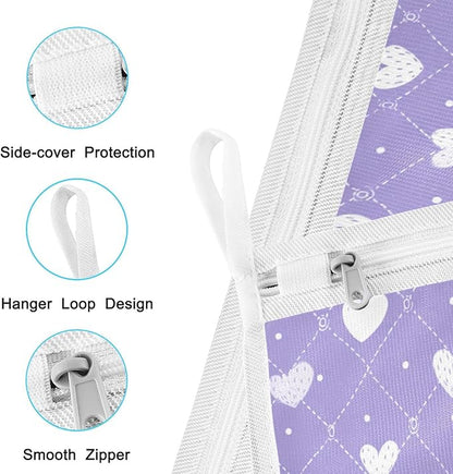 Mesh Laundry Bags Lingerie Bags for Washing Delicates 2 PCS Durable Wash Bag with Zipper Small and Medium Washable Diamond Grid Purple Hearts