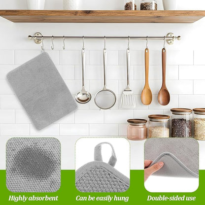 Microfiber Dish Drying Mat, Dish Drying Mat for Kitchen Counter, Super Absorbent Kitchen Dish Drying Pad, Coffee Bar Mat with Rubber Backed for Countertop Dishes Utensils, 16 x 12 Inch, Gray