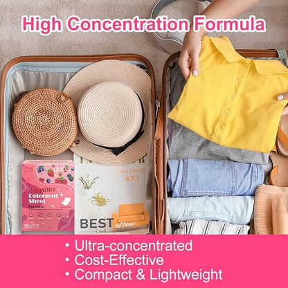 YUCO Laundry Detergent Sheets Berry Scent 160 Loads Eco Friendly Laundry Soap Washer Sheet Liquidless Laundry Detergent Sheet for Travel No Plastic Hypoallergenic Pack of 2