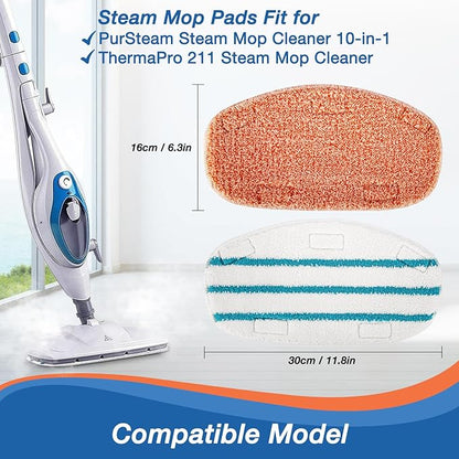 8 Pack Steam Mop Replacement Pads Compatible with PurSteam Steam Mop Cleaner 10-in-1, 4 Upgraded Ultra Cleaning Pads and 4 Microfiber Steamer Washable Reusable Pads Replacement