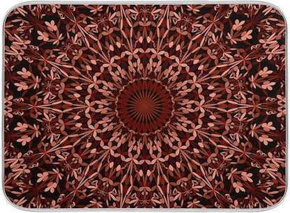 Super Absorbent Dish Drying Mat, Microfiber Fast-Drying Dish Mat, 24" x 18", Kitchen Dish Drying Pad, Mandala Maroon Boho