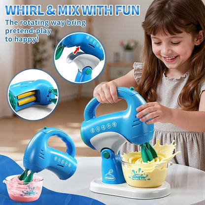 Toy Kitchen Accessories, Kitchen Appliances Play Cooking Set Toys for Kids Ages 1-3 3-5 with Blender, Mixers, Water Dispenser, Light Sound, Pretend Play Birthday Gifts for 3-8 Year Old Girl
