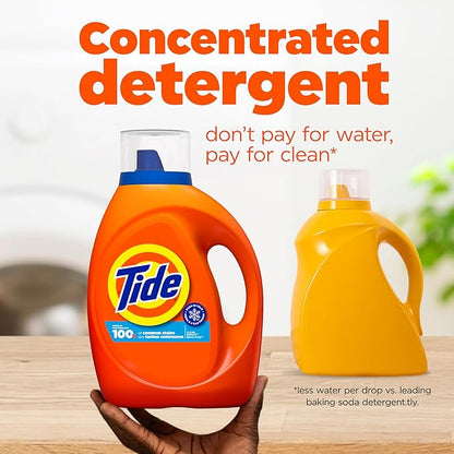 Tide Laundry Detergent Liquid, Clean Breeze Scent, 48 Loads, 60 fl oz, Works on 100% of Common Stains