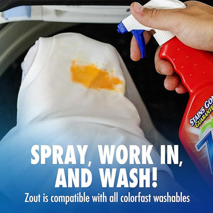 Zout Laundry Stain Remover Spray,Triple Enzyme Formula Removes the Toughest Stains,Made in the USA,22 Ounce Bottles,(Pack of 4)