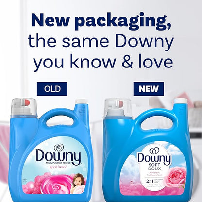 Downy Liquid Fabric Softener,April Fresh 2-in-1 Fresh & Soft,140 Fl Oz,190 Loads,Fabric Conditioner For Freshness And Softness,(Pack of 2)