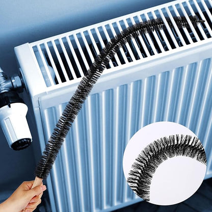 2pcs Bendable Radiator Brush, Include 1pcs Long Brush Head Radiator Dusters and 1pcs Long Handle Dryer Vent Lint Cleaners for Dryer Vents Refrigerator Coil Stair Rails Furniture