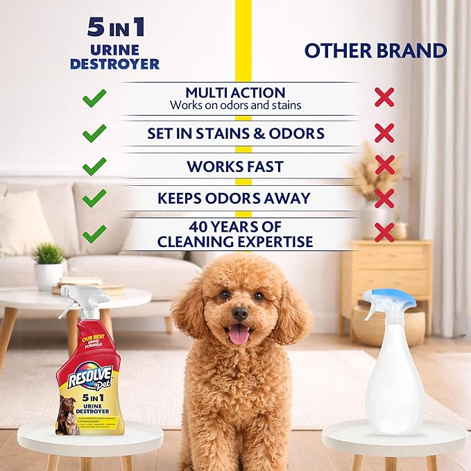 Resolve Pet Specialist Urine Destroyer Carpet Cleaner Spray – Urine Eliminator for Pet Stains & Odors Up to 7 Days Old, 22oz