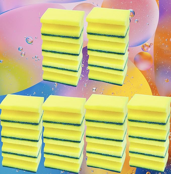 30 Packs Heavy Duty Scrub Sponge, Dual-Sided Dishwashing & Cleaning Sponge for Kitchen, Bathroom and Home Cleaning (Pack of 24), 2601494-24