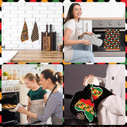 Black History Month Kitchen Towels, 6PCS Dish Towels Gifts for Cooking Cleaning, African American Month Absorbent Tea Towel with Hanging Loop for Home Decor(16 X 24 Inches)