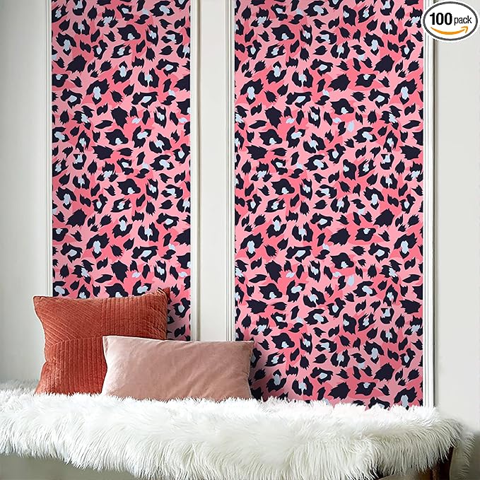 Ismoon 16.1''x118'' Leopard Wallpaper Cheetah Print Peel and Stick Wallpaper Pink Room Decor Funky Contact Paper Bathroom Waterproof Bedroom Removable Self Adhesive Vintage Texture Vinyl Roll