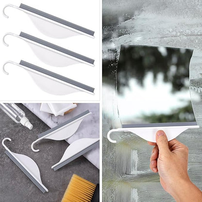Nuorest 3 pcs Tiny Shower Mirror Squeegee for Bathroom, Window Squeegees for Shower Doors, White Window Wiper Scraper Cleaner Tool, All-Purpose Cleaning Tool for Window, Door, Coutertop, Mirror