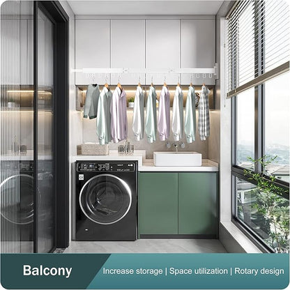 Clothes Drying Rack,Laundry Drying Rack,Clothes Rack Wall Mount,Wall Mounted Clothes Hanger Rack,Laundry Rack Folding,Retractable Clothing Rack,Collapsible Clothes Hanging Rack(Loop,White)