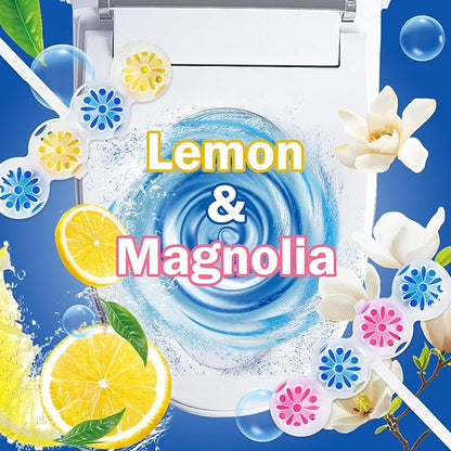 SCENTORINI 4-in-1 Toilet Bowl Cleaner, Rim Hanger Automatic Toilet Bowl Freshener, 4 Lemon & 4 Magnolia Scent, Toilet Bowl Cleaning Balls Long-Lasting up to 30 Days