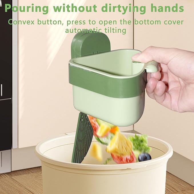 Kitchen Sink Strainer Basket, Suction Cup Press-to-attach Sink Filters, Upgraded Automatic Tipping Sink Filter Basket, Faucet Sponge Storage Shelf, Corner Sink Strainers (Green)