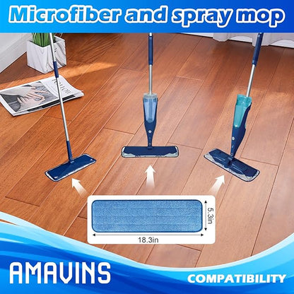 AmaVins 3 Pack Microfiber Cleaning Pads, Reusable Microfiber Mop Pads for 18 Inch Mop, Hardwood Floor Replacement Cleaning Mop Pads, Machine Washes