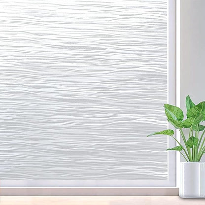 rabbitgoo Window Privacy Film Frosted Glass Film Removable Vinyl Door Coverings UV Blocking Decorative Static Cling Non-Adhesive Window Clings Sticker for Home Decor, 17.5 x 157.4 Inches
