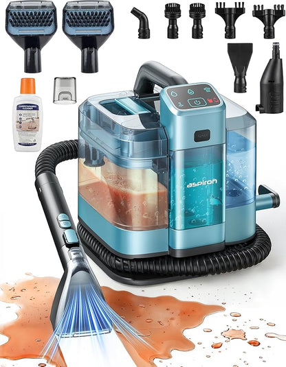 Carpet & Upholstery Cleaner Machine,20KPA Multifunctional Spot Cleaner,Professional Steamer,9 Brushes, 1.7L Water Tank,300 ML Cleaning Solution,for Carpet,Sofa,Pet Stains,Mattress,Furniture,Car