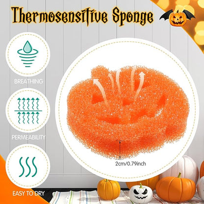 Umigy 6 Pcs Halloween Cleaning Sponges Cute Kitchen Scrub Sponges Ghost Bat Pumpkin Cat Sponge Temperature Sensitive Non Scratch Household Cleaning Sponges Scrubber for Dish Pots and Pans Dishwashing