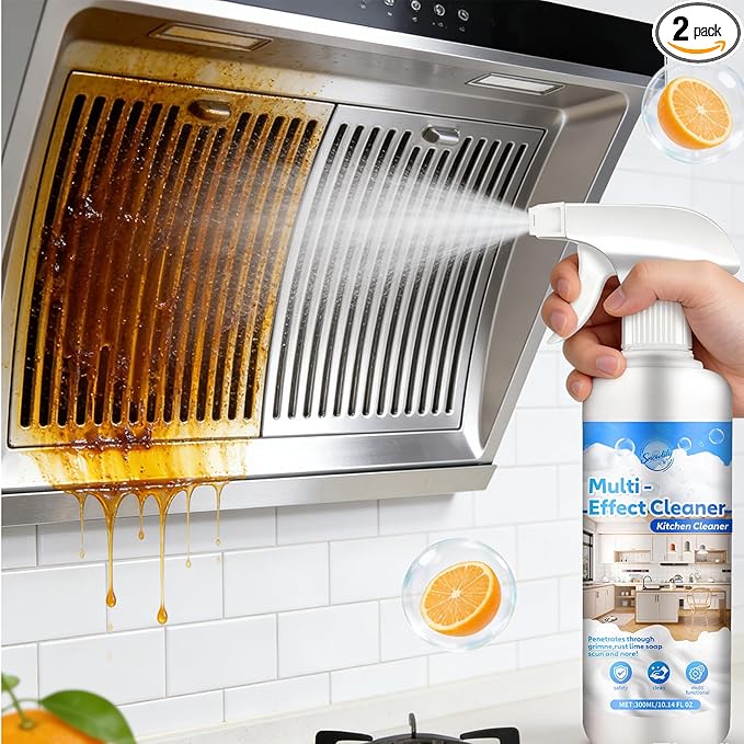 Snowlily 2PCS Kitchen Cleaner Spray Stubborn Stains Cleaner Powerful Heavy Duty Degreaser & Grease Remover for Stovetops,Range Hoods,Cabinets-Multi-Purpose Foam Cleaning Supplies