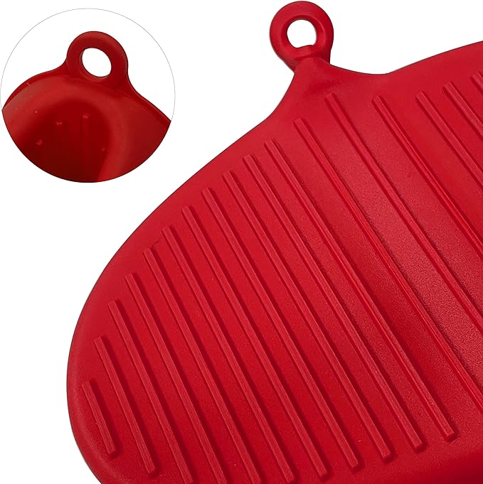 Thickened Mini Silicone Oven Mitts Heat Resistant, Rubber Oven Mitt Gloves, Finger Pinch Grips, Pot Holder, Silicone Potholder for Kitchen Cooking & Baking 1 Pair, Red