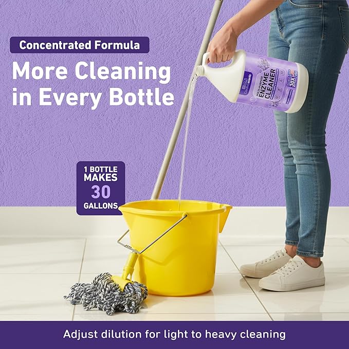 Creative Scents Multipurpose Enzyme Cleaner & Odor Remover | Deodorizer for Floor, Carpet, Drain, Pipes | Pet Urine Odor Eliminator | Cleaner for Cat Urine & Dog Poop | Half Gallon - Calming Lavender