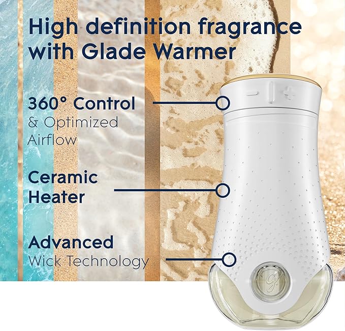 Glade PlugIns Refills Air Freshener, Scented and Essential Oils for Home and Bathroom, Aqua Waves, 1.34 Fl Oz, 2 Count
