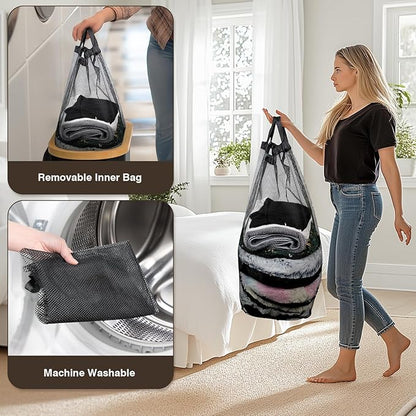 Slim Laundry Hamper with Lid, 60L Small Laundry Basket with Handles&Removable Bag, Thin Dirty Clothes Hampers for Laundry, Narrow Laundry Hampers for Bedroom Aesthetic, Black