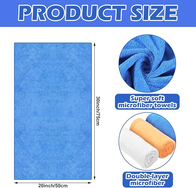 10 Pcs Extra Large Microfiber Cloth 30" x 20" Large Floor Microfiber Towel Reusable Washable Free Lint Free Cloth Rag for Squeegee Mop Floor Window Housekeeping (White,Yellow)