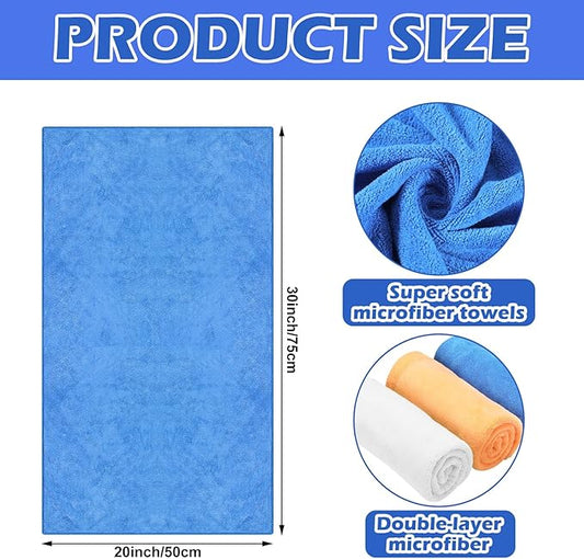 10 Pcs Extra Large Microfiber Cloth 30" x 20" Large Floor Microfiber Towel Reusable Washable Free Lint Free Cloth Rag for Squeegee Mop Floor Window Housekeeping (White,Yellow)