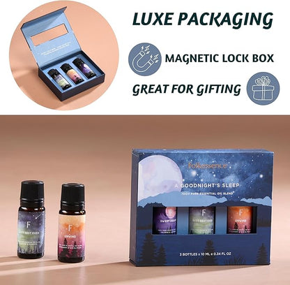 Folkulture Sleep Essential Oils Set for Diffuser | Set of 3 Aromatherapy Oils for Relaxation & Bedtime | Lavender, Eucalyptus & Rosemary | Calm Home Fragrance & Self-Care Gift