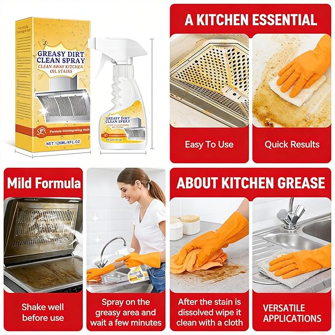 Heavy Duty Kitchen Degreaser Foam Cleaner - Fast-Acting Grease Remover for Stove & Oven, Powerful Multi-Purpose Cleaning Spray for Home & Bathroom (1)
