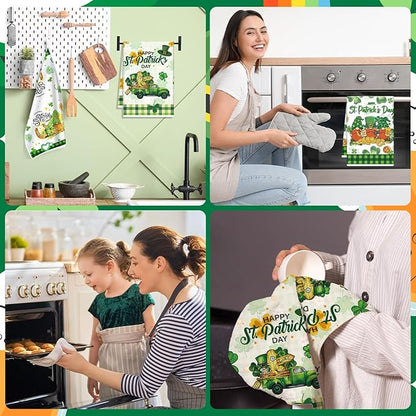 St Patrick's Day Kitchen Towels 16x24 Inch Green Shamrock Hand Towels Rae Dunn St Patricks Day Bathroom Dish Towels Decorations Irish Tea Towels Decoration for Kitchen Bathroom