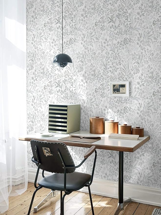 Heroad Leaf Peel and Stick Wallpaper Boho Floral Contact Paper for Cabinets Waterproof Drawer Liner Decoration Wall Paper Self Adhesive Leaves Wallpaper for Bedroom Removable 15.5''x118''