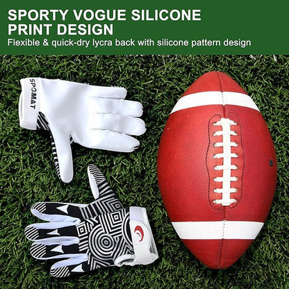 Youth Football Gloves Kids Silicone Grip Receiver Gloves with Super Stick Ability for Best Game Experience