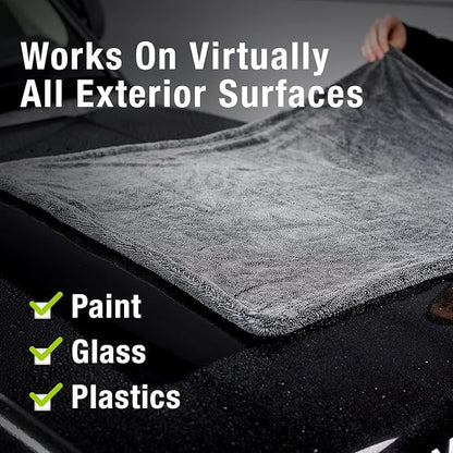 ExoForma Mega Car Drying Towel - Holds Up to 9 lbs, No Streaks, Scratches, or Water Spots | 1200 GSM Microfiber Double Twist Pile & Edgeless Design, 1 Quick & Effortless Dry, 2 Pack - 24” x 36”