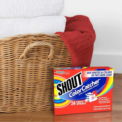 Shout Color Catcher Sheets for Laundry, Allow Mixed Washes, Prevent Color Runs and Maintain Original Clothing, 24 Count (Pack of 2)