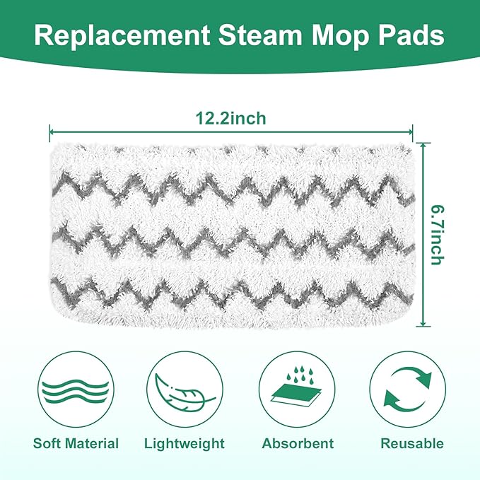 6 Pack Steam Mop Replacement Pads Compatible with Shark Steam Mops S1000/S1000A/S1000C/S1000WM/S1001C, Microfiber Steam Mop Pad, Washable & Reusable Cleaner Pads