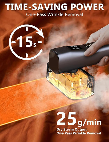 Steamer for Clothes,Portable Handheld Garment Steamer, 200ml Capacity,1000W 15s Fast Heat-UP, Leak-Proof Fabric Wrinkle Remover Ceramic Panel, 2-in-1 Dry & Wet Iron for Home and Travel -Black&Golden
