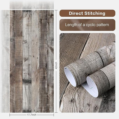 Livebor Gray Shiplap Peel and Stick Wallpaper Wood Contact Paper 17.7”x 590.5” Distressed Wood Wallpaper Peel and Stick Wooden Wall Gray Contact Paper Rustic Shiplap Plank for Walls and Countertops