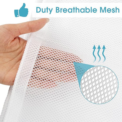 2 Pack Mesh Laundry Bags, 23 x 34 Inches Heavy Duty Mesh Laundry Bag, Large Laundry Drawstring Bag for College, Dorm, Travel, Family and Apartment Dwellers, White