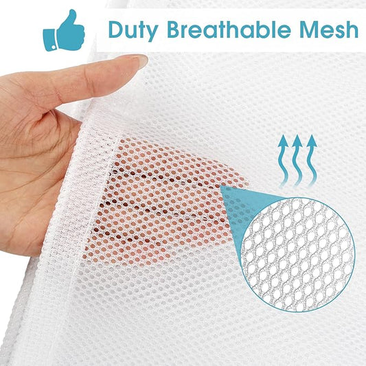 2 Pack Mesh Laundry Bags, 23 x 34 Inches Heavy Duty Mesh Laundry Bag, Large Laundry Drawstring Bag for College, Dorm, Travel, Family and Apartment Dwellers, White