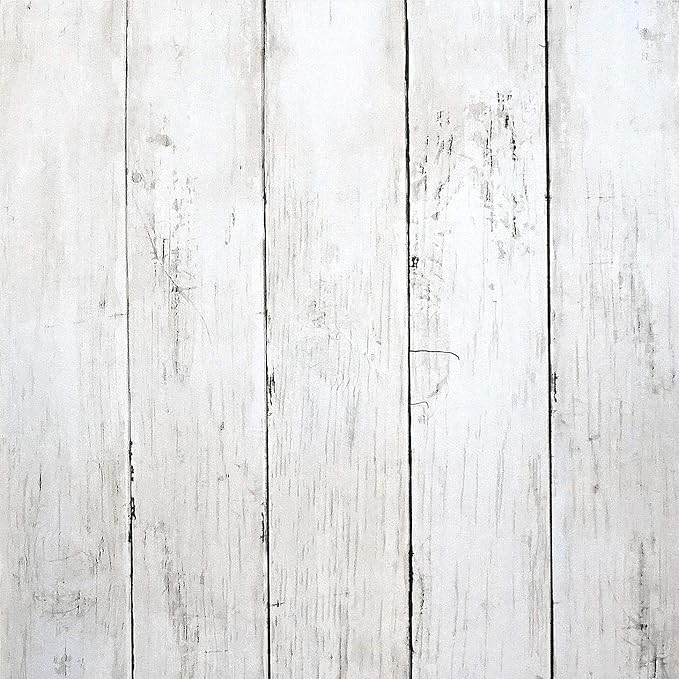 CiCiwind 590 in x17.7 in White Wood Peel and Stick Wallpaper Removable Vintage Wood Plank Wall Paper Self Adhesive Decorative Wall Covering
