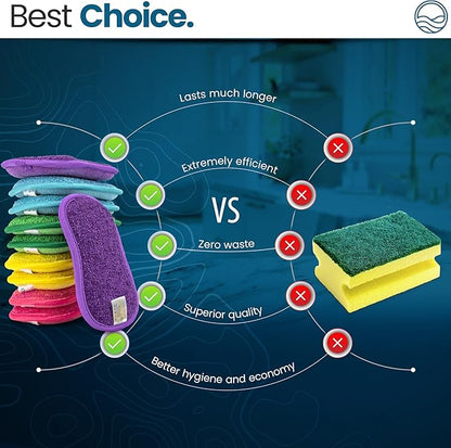 – 10 Kitchen Sponges Pack– Washable and Reusable Dishes Sponge Rubber – 6 X 3 inches - Multicolored