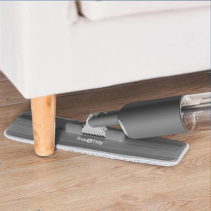True & Tidy Spray Mop for Floor Cleaning Wet Spray Mop with 12 oz Refillable Bottle and 4 Washable Microfiber Pads Home or Commercial Use Dry Wet Flat Mop for Hardwood Laminate Wood Ceramic (Gray)
