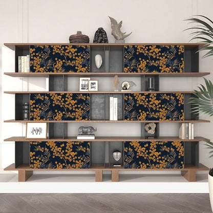 Laatse Boho Wallpaper Peel and Stick Leaf Wallpaper for Kitchen Vintage Contact Paper 17.5" x 393" Waterproof Vinyl Self Adhesive Dark Floral Wall Paper for Bedroom Walls Cabinet Locker Decor